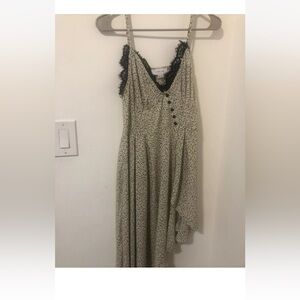 Lost Ink Midi Cami Slip Dress US XS UK 8 Womans Ivory Asymmetrical Hem Lace Trim